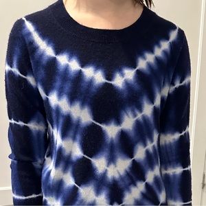 J. Crew Tie-Die Cashmere Blue Sweater